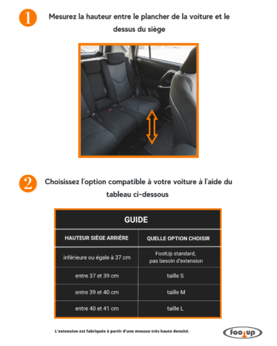 tableau descriptif pour choix de la taille du FootUp